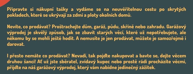 Garážový výprodej Libovice Tuřany 2023