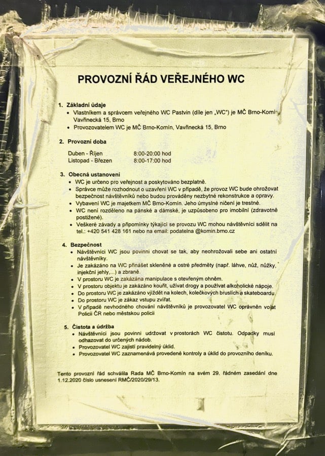 WC u dopravního hřiště
