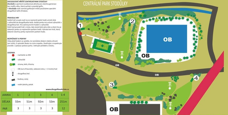 Discgolfové hřiště Centrální park Stodůlky Praha