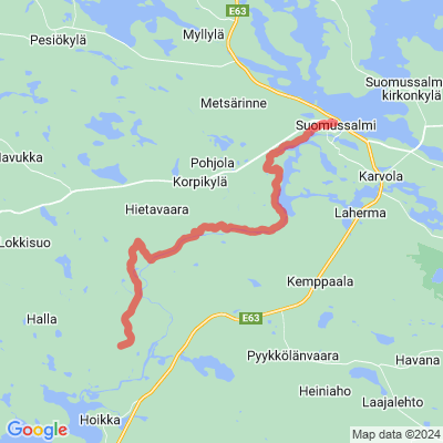 Hallan pyöräreitti Ämmänsaari - Hyrynsalmen raja