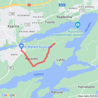 Kuusiston linnanraunioiden pyöräilyreitti