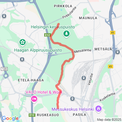 Keskuspuisto 1 latu 3,5 km (vapaa tyyli)