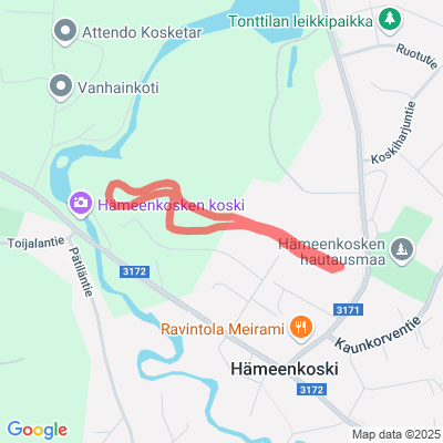 Urheilukentän valaistu latu Hollola
