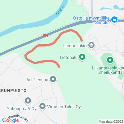 Keskustan valaistu latu Lieto