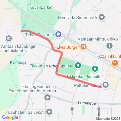 Tikkurilan urheilupuiston hiihtolatu 1 km