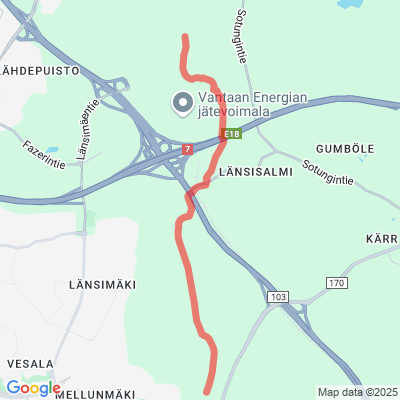 Hakunila-Mustavuori yhdyshiihtolatu 3,9km