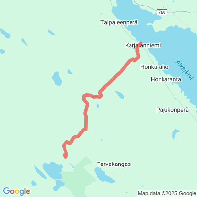 Karjalanniemi-Kinnulan raja moottorikelkkareitti