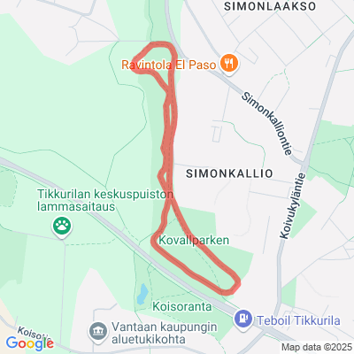 Simonkallion kuntorata 1,7km, valaistu