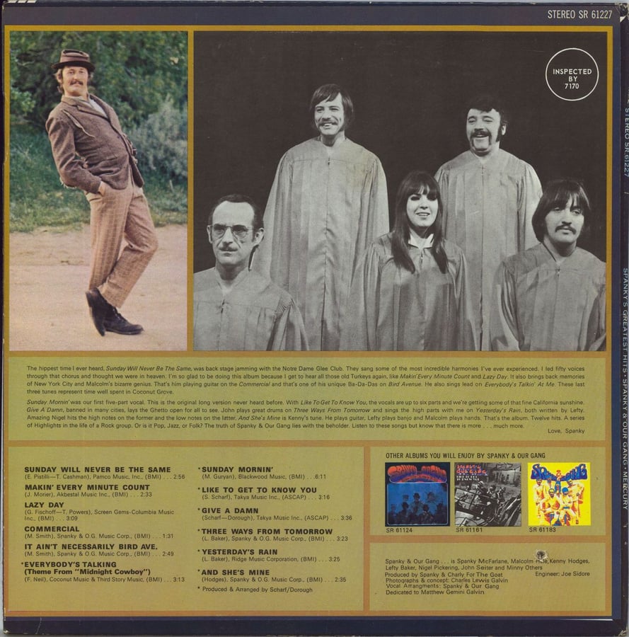 Spanky and Our Gang's Spanky and Our Gang (back cover)