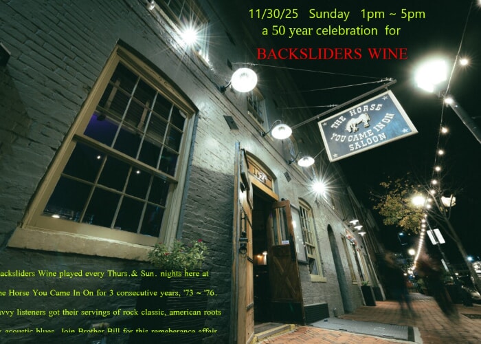 50 Year Celebration for Backsliders Wine