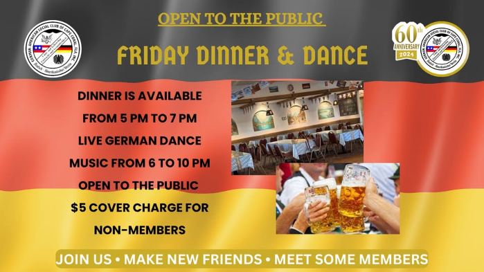 Dinner & Dance • Open to the Public - General Mtg 7:30pm
