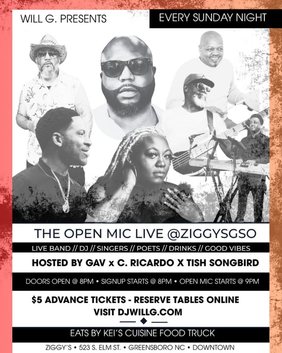 Open Mic Sundays @ZiggysGSO // Live Band // Every Sunday