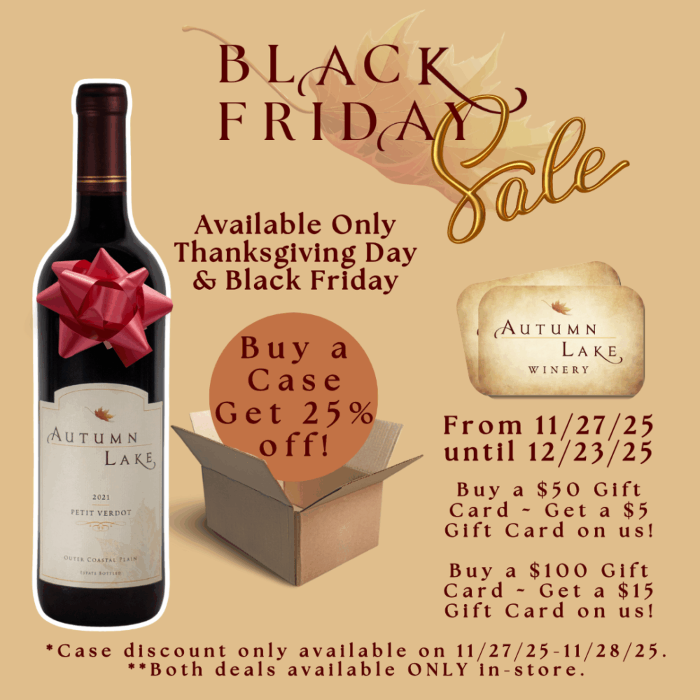 Black Friday Sale at Autumn Lake Winery