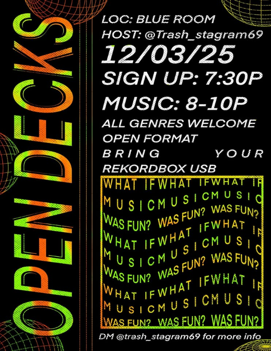 OPEN DECKS - a FREE open format DJ event