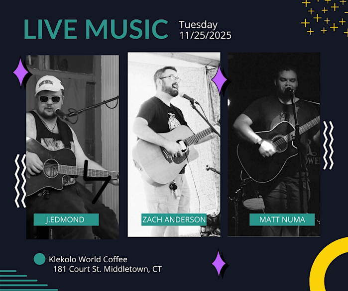 Live Music at Klekolo with J. Edmond, Zach Andersen and Matt Numa