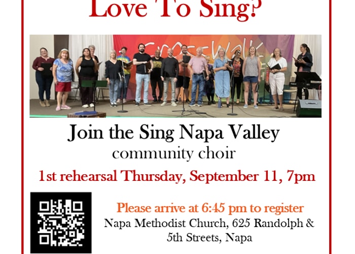 Sing Napa Valley Rehearsals Start September 11, 2025