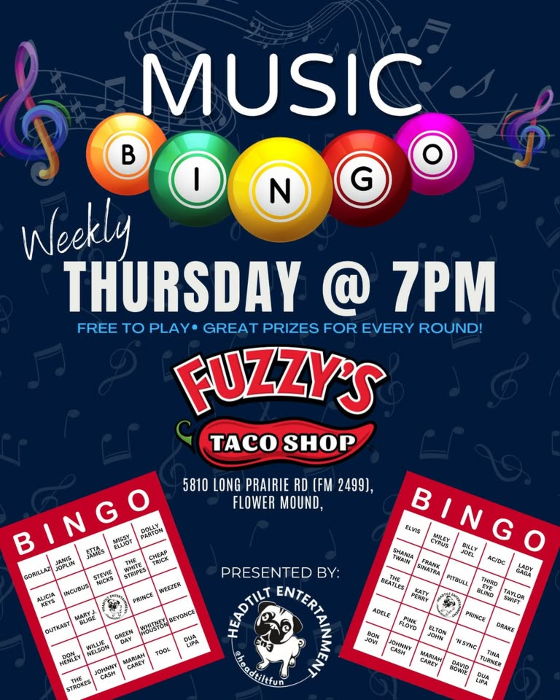 Music Bingo Thursdays at Fuzzy's Taco Shop