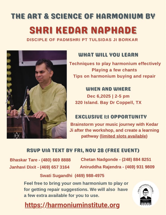 Free! Harmonium workshop by Shri Kedar Naphade