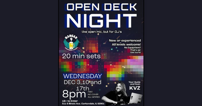 Open Deck Night @ Hangar 9 - FREE - NO COVER!!