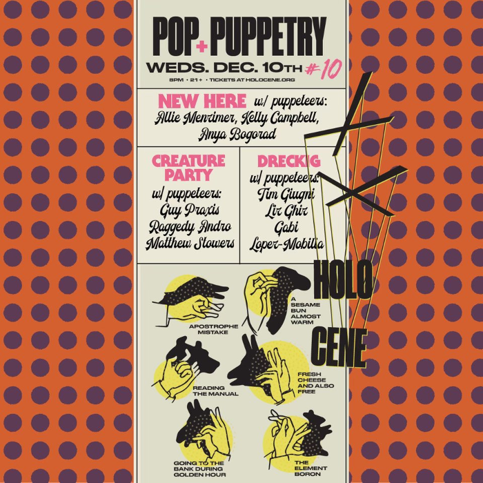 POP AND PUPPETRY #10!: NEW HERE, CREATURE PARTY, DRECKIG WITH LIVE PUPPET SHOW ACCOMPANIMENT! – 21+