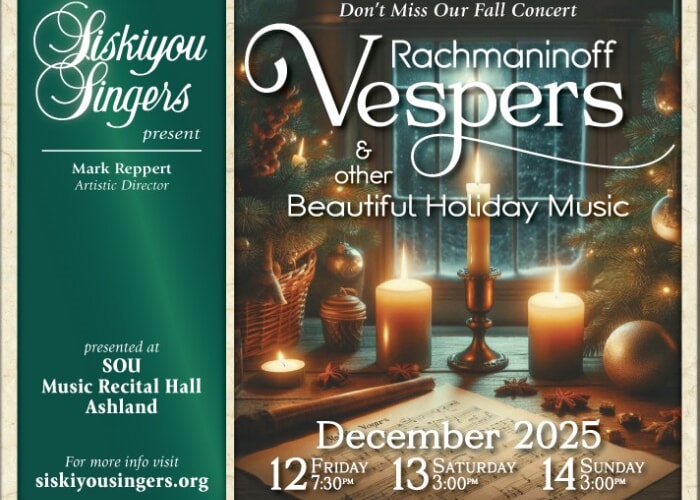 Siskiyou Singers Present Rachmaninoff Vespers and other Holiday Music