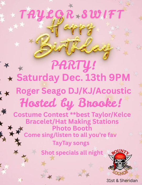 ❤️ Bounty's night for the Showgirls: A Taylor Swift Takeover ❤️