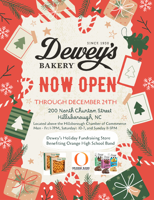 Dewey's Bakery Holiday Store benefiting the Orange High School Band
