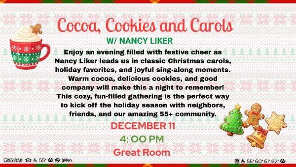 Cocoa, Cookies and Carols with Nancy Liker