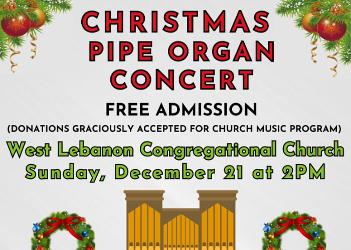 Christmas Pipe Organ Concert in West Lebanon