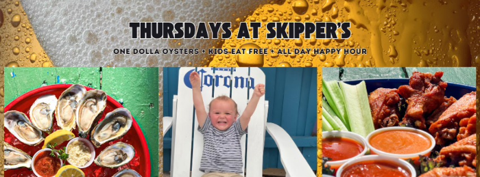 All Day HAPPY HOUR + ONE DOLLA OYSTERS* + Kids eat FREE