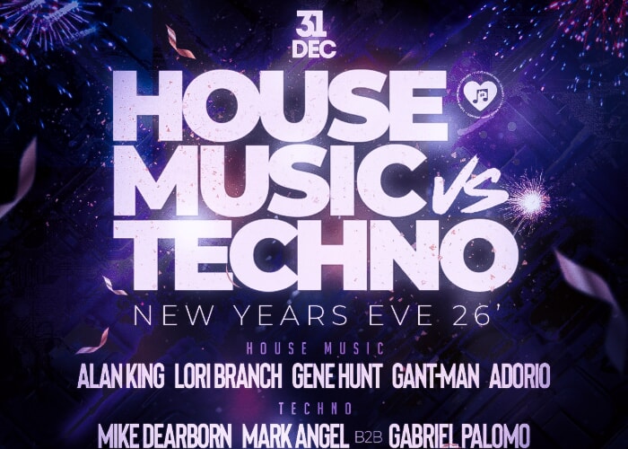 New Years Eve. House Music vs Techno on 2 Floors from 9p-4am.
