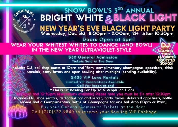 Bright White & Black Light New Year's Eve Party