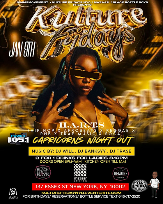 Kulture Friday NYC Capricorn Party Hip Hop RNB Reggae Afrobeat Latin soca