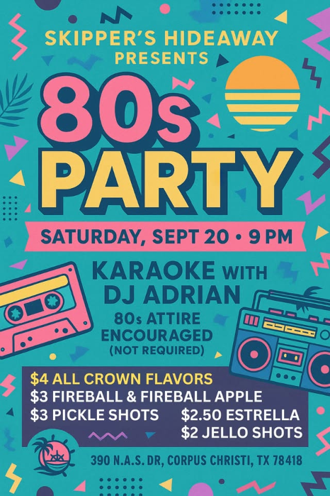 80s Karaoke Party! @ Skipper's Hideaway