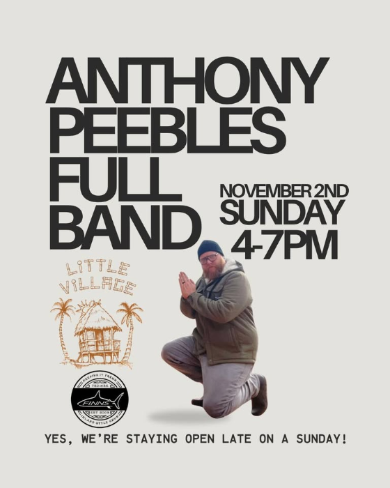 Anthony Peebles FULL BAND at Little Village & FINNS in St Andrews