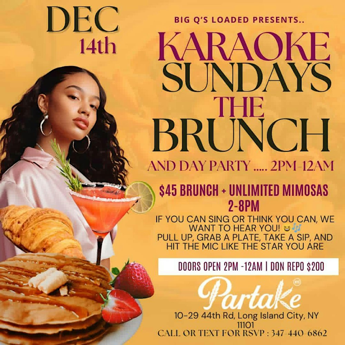 R&B Kareoke Sundays Brunch @ Partake 10-29 44th Rd L.I.C.,NY 11101