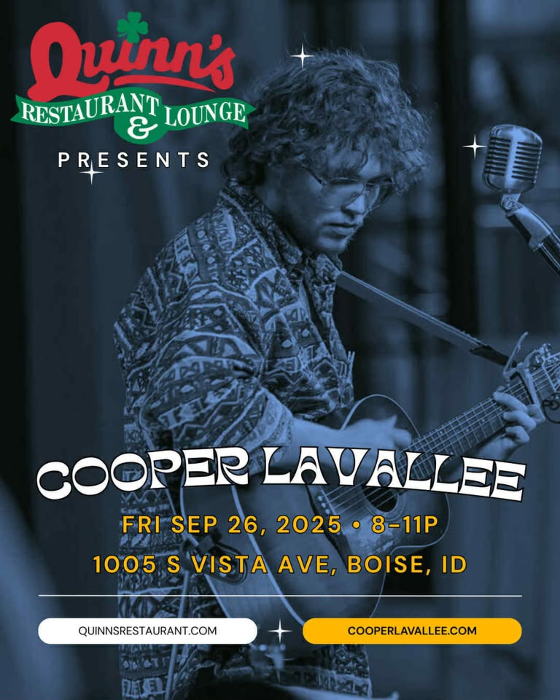 Quinn's Restaurant & Lounge is proud to host COOPER LAVALLEE - Sept 26th - LIVE