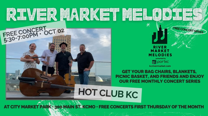 River Market Melodies: free concert with Hot Club KC at City Market Park on Oct 2, 5:30-7PM