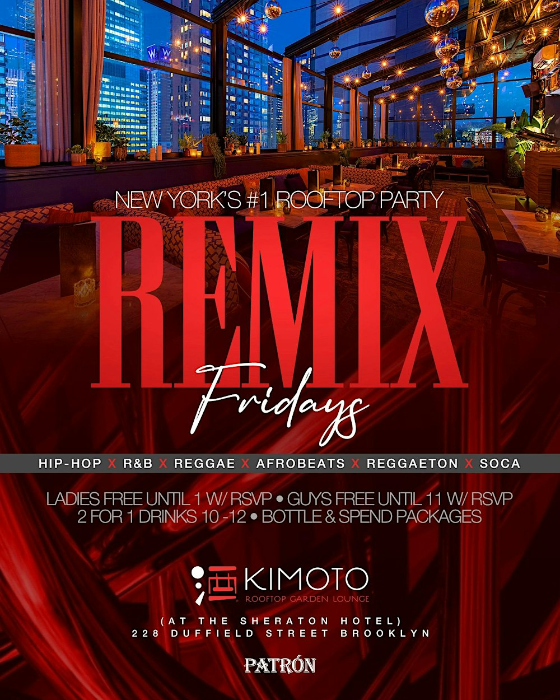 Fridays @ Kimoto Rooftop • Hip-Hop + Reggae + Afrobeats + Reggaeton + Soca