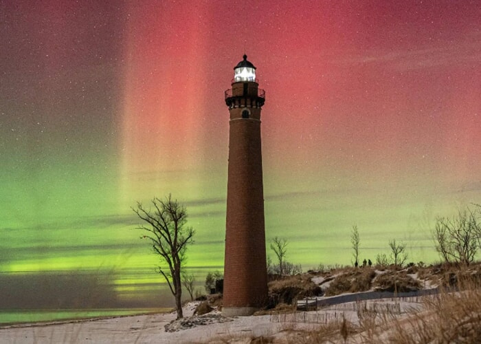 Night At The Lights At The Little  Sable Point Lighthouse