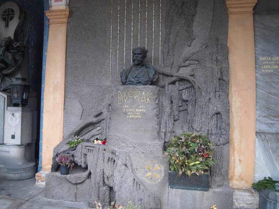 Antonin Dvorak's grave at the Slavin cemetery / Riddle