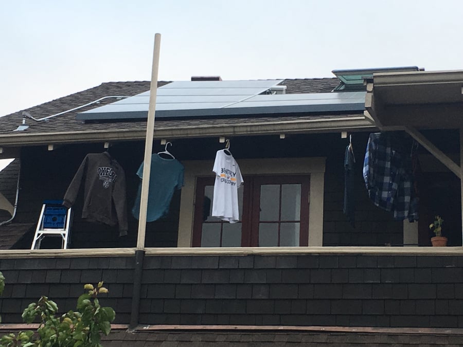 Solar power on the roof (PV for electricity & hanging clothes)