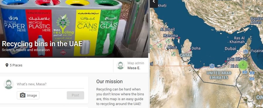 Map of UAE recycling bins