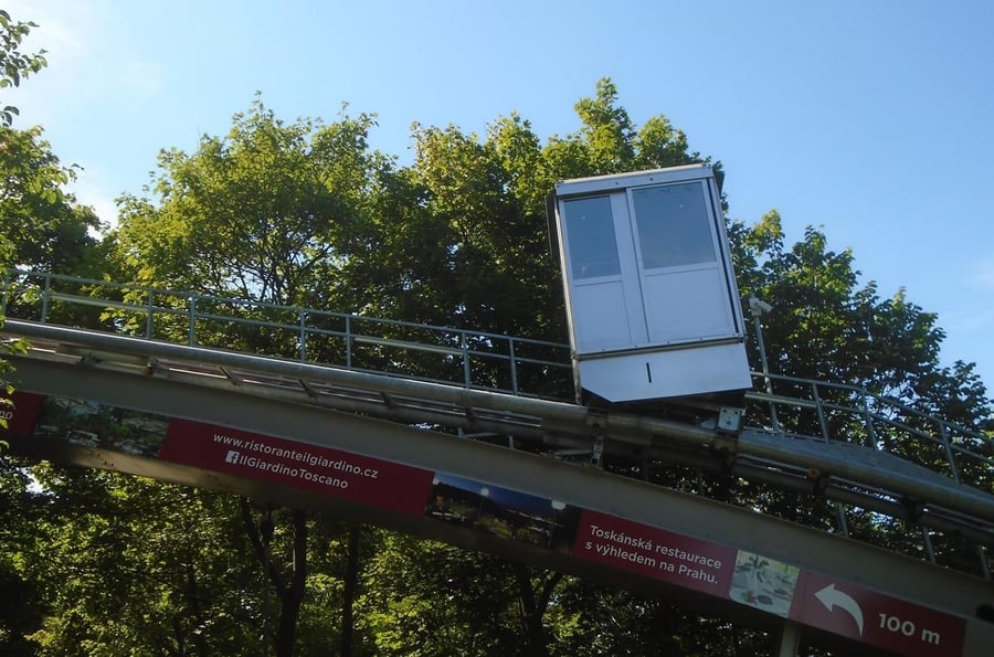 Cable car of the hotel in Prague 5 - Mrázovka cable car