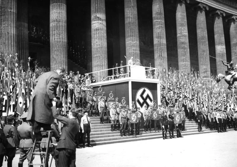 Nazi Rally - Adolf Hitler gives a speech from the Altes Museum - Under ...