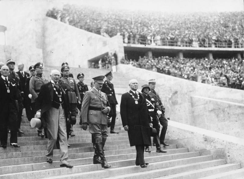Adolf Hitler entering the Stadium during the opening ceremony of the Olympic games