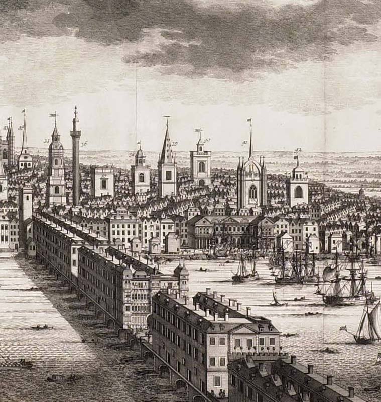 The Old London Bridge and a view to The City