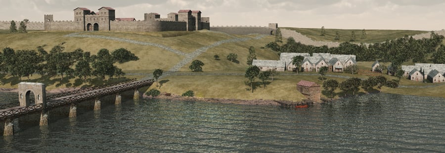 View on Pons Aelius Fort and the Roman Bridge