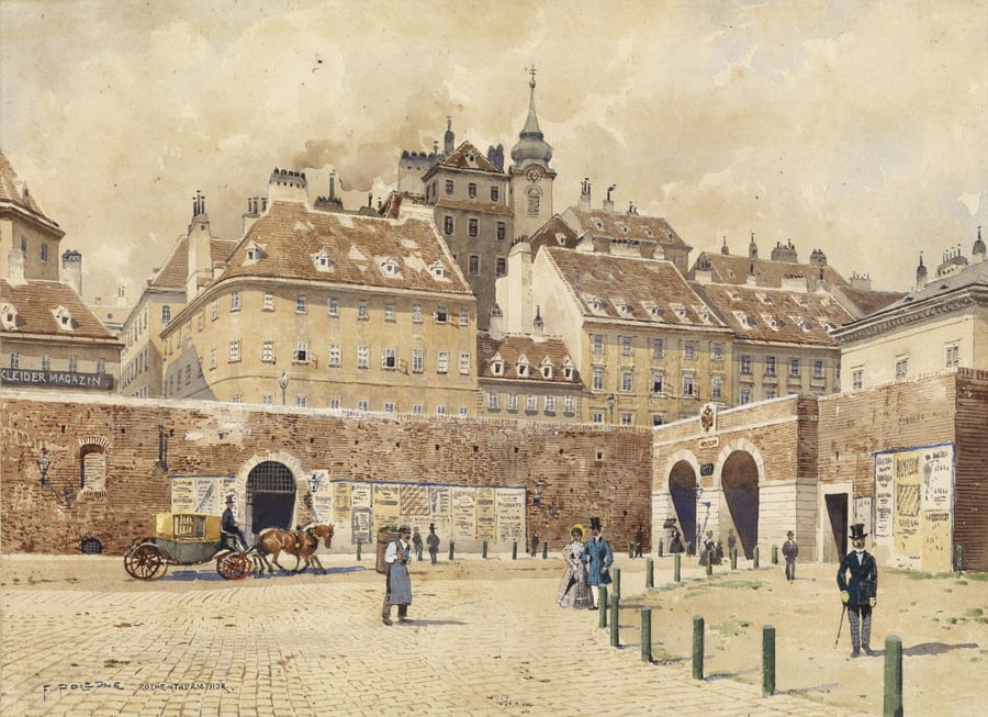 Rotenturmtor (on the right) and Laurenzertor (on the left), Vienna City Gates