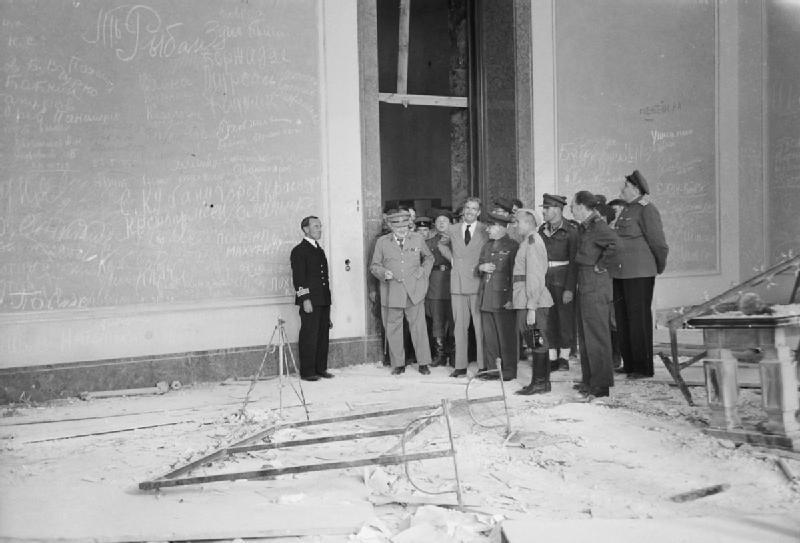 Churchill Visits the ruined Reich's Chancellery in Berlin